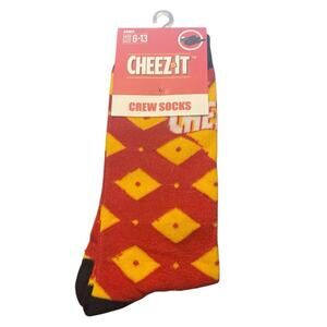 Adult Cheez-It (Squares) Novelty Crew Socks (Shoe Size 6-13) | BRAND NEW